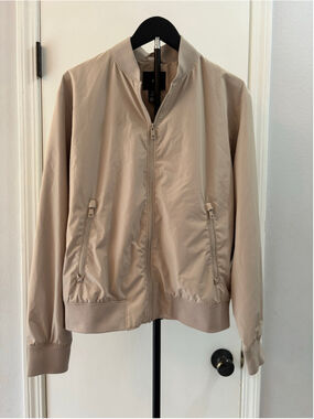 H&M Men’s Lightweight Regular Fit Bomber Jacket Tan Beige Size Small